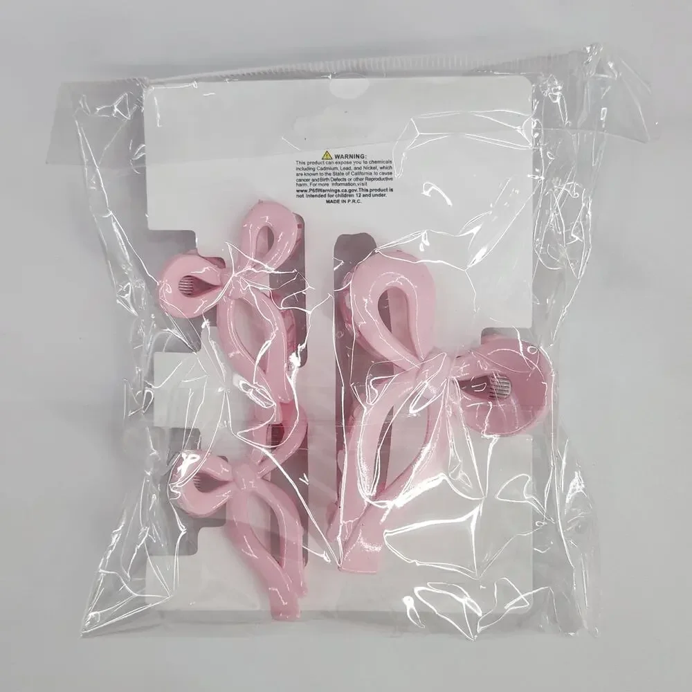3 pc Ribbon Shaped Claw Clip Set, Hair clips, Pink Set by Princess Accessories